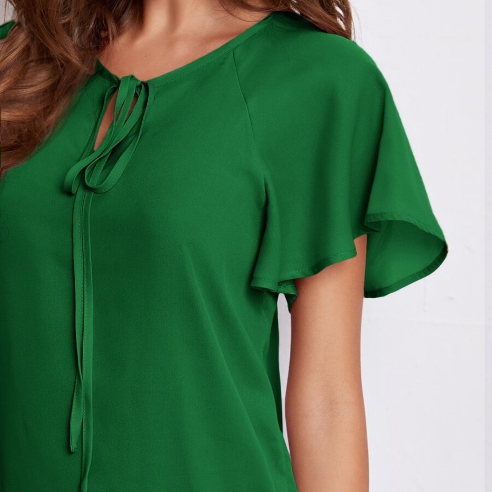 Bohemian  Solid Butterfly Sleeve Blouse Work Office - Picture 15 of 16